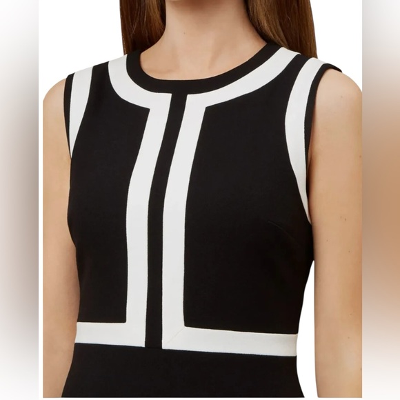 Hobbs Jackie Sheath Dress Ponte Knit Sleeveless Black White‎ Colorblock Size 6 - Picture 5 of 16